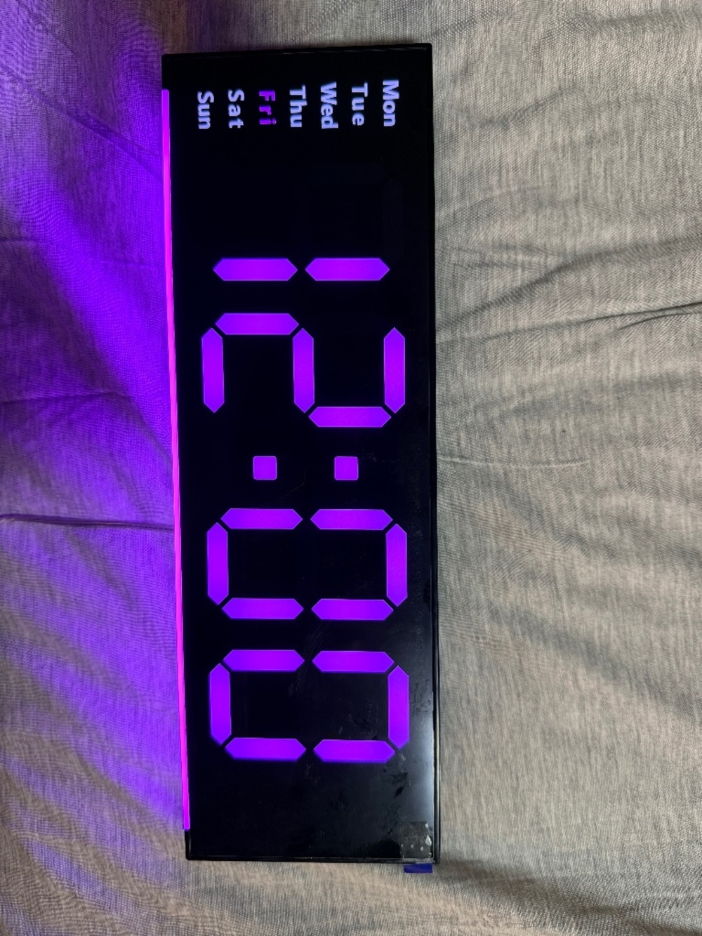 6691R 12" Large RGB LED Digital Wall Clock Remote Alarm Timer Temperature